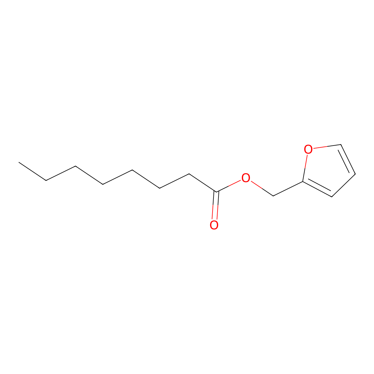 Furfuryl octanoate molecular structure, CAS 39252-03-4