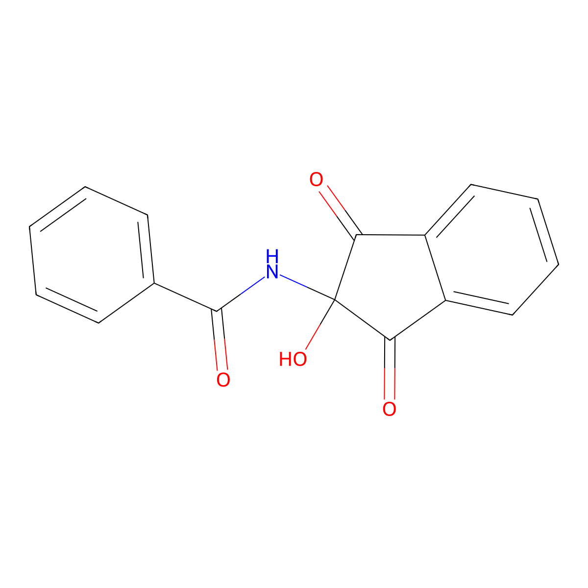 N-(2-hydroxy-1,3-dioxo-2,3-dihydro-1H-inden-2-yl)benzamide molecular structure, CAS 39253-50-4
