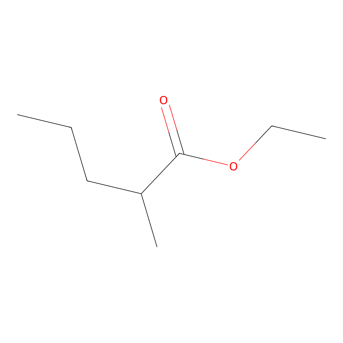 Ethyl 2-methylpentanoate molecular structure, CAS 39255-32-8