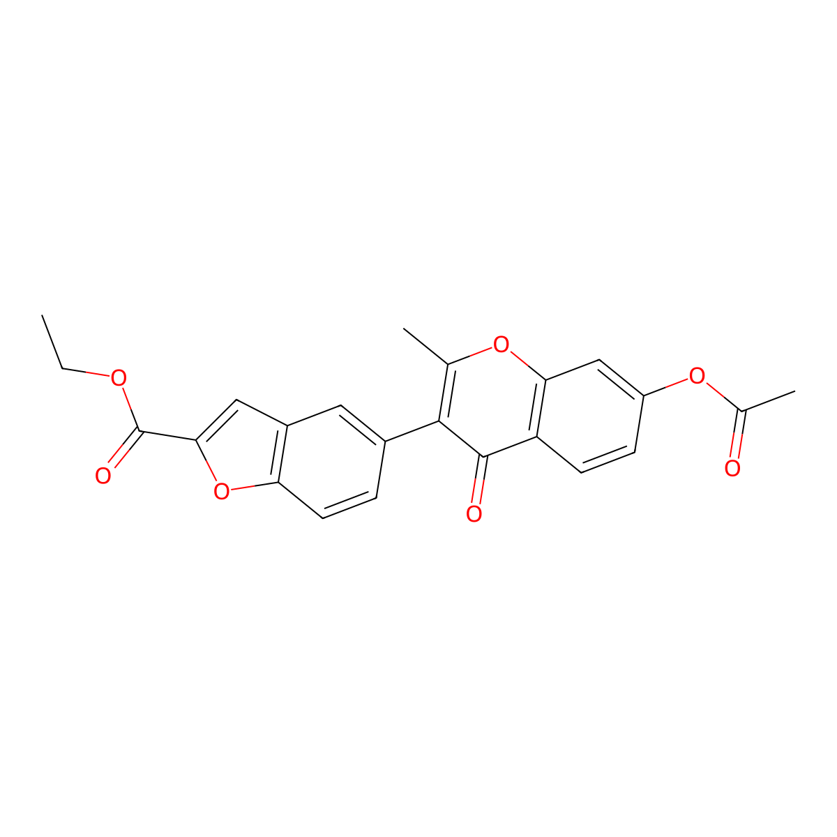 ethyl 5-(7-acetoxy-2-methyl-4-oxo-4H-chromen-3-yl)benzofuran-2-carboxylate molecular structure, CAS 39258-68-9