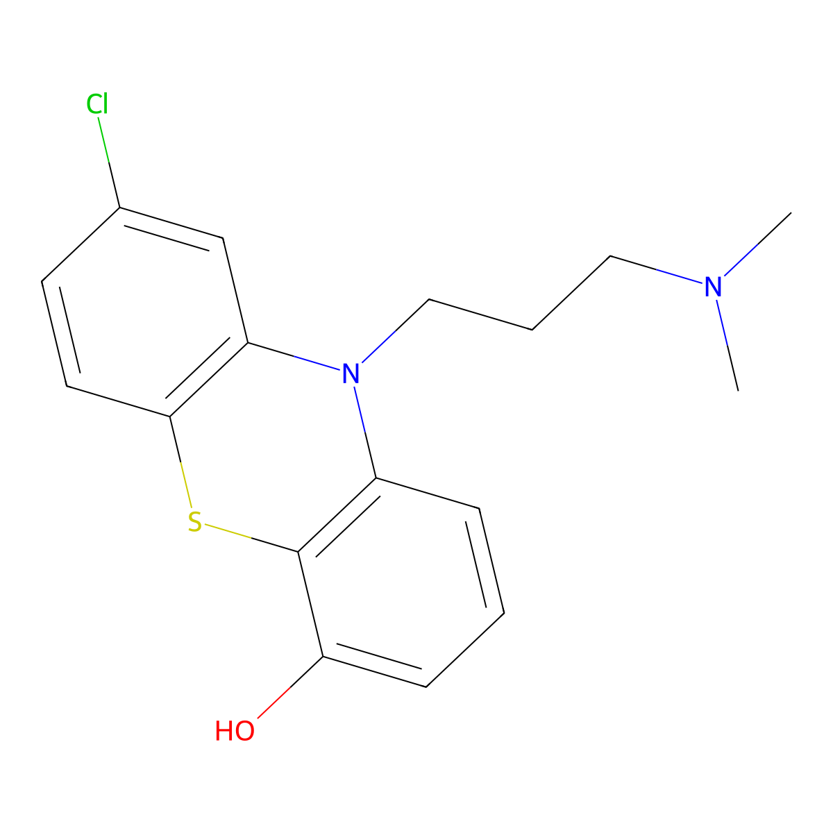 8-Chloro-10-(3-(dimethylamino)propyl)-10H-phenothiazin-4-ol molecular structure, CAS 3926-65-6