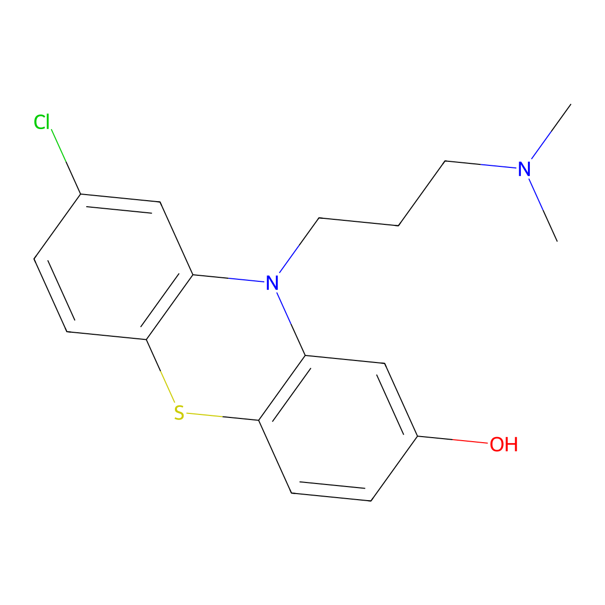 8-Chloro-10-(3-(dimethylamino)propyl)-10H-phenothiazin-2-ol molecular structure, CAS 3926-67-8