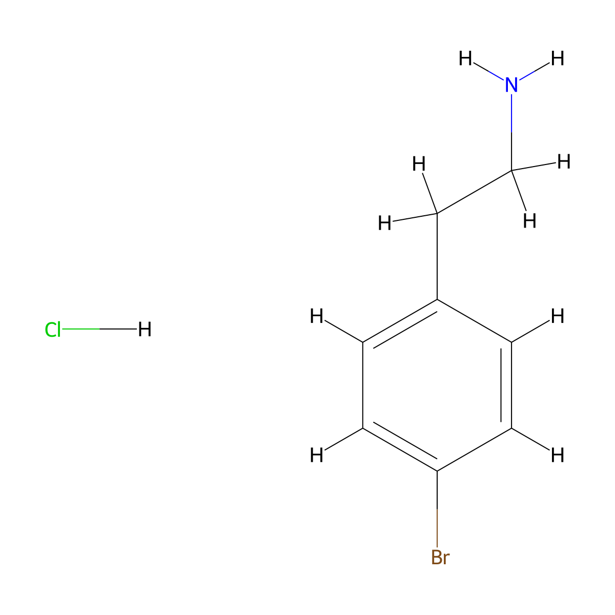 Benzeneethanamine, 4-bromo-, hydrochloride (1:1) molecular structure, CAS 39260-89-4