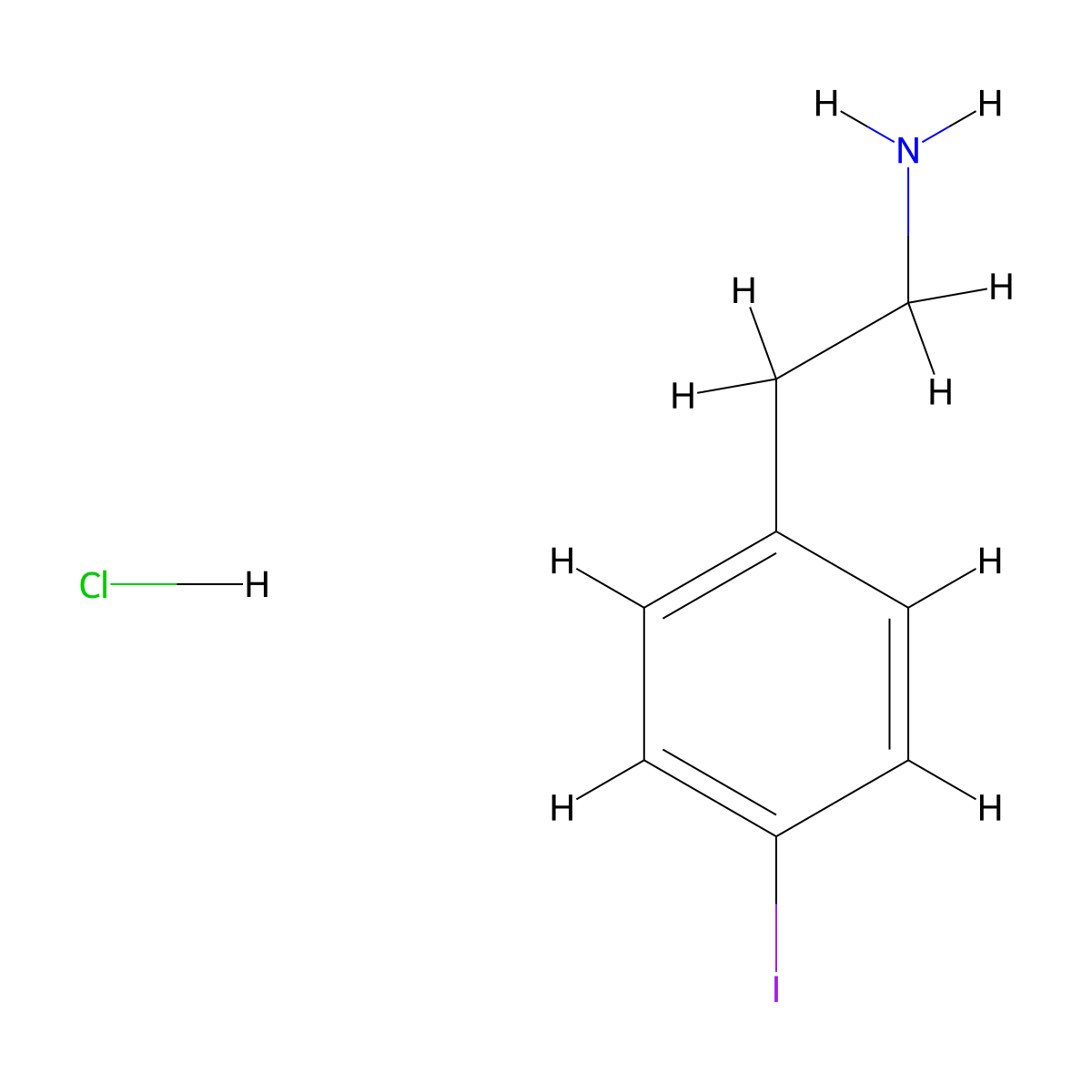 2-(4-Iodophenyl)ethan-1-amine hydrochloride molecular structure, CAS 39260-90-7