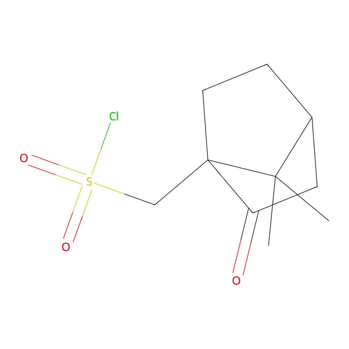 ((1R,4S)-7,7-Dimethyl-2-oxobicyclo(2.2.1)heptan-1-yl)methanesulfonyl chloride molecular structure, CAS 39262-22-1