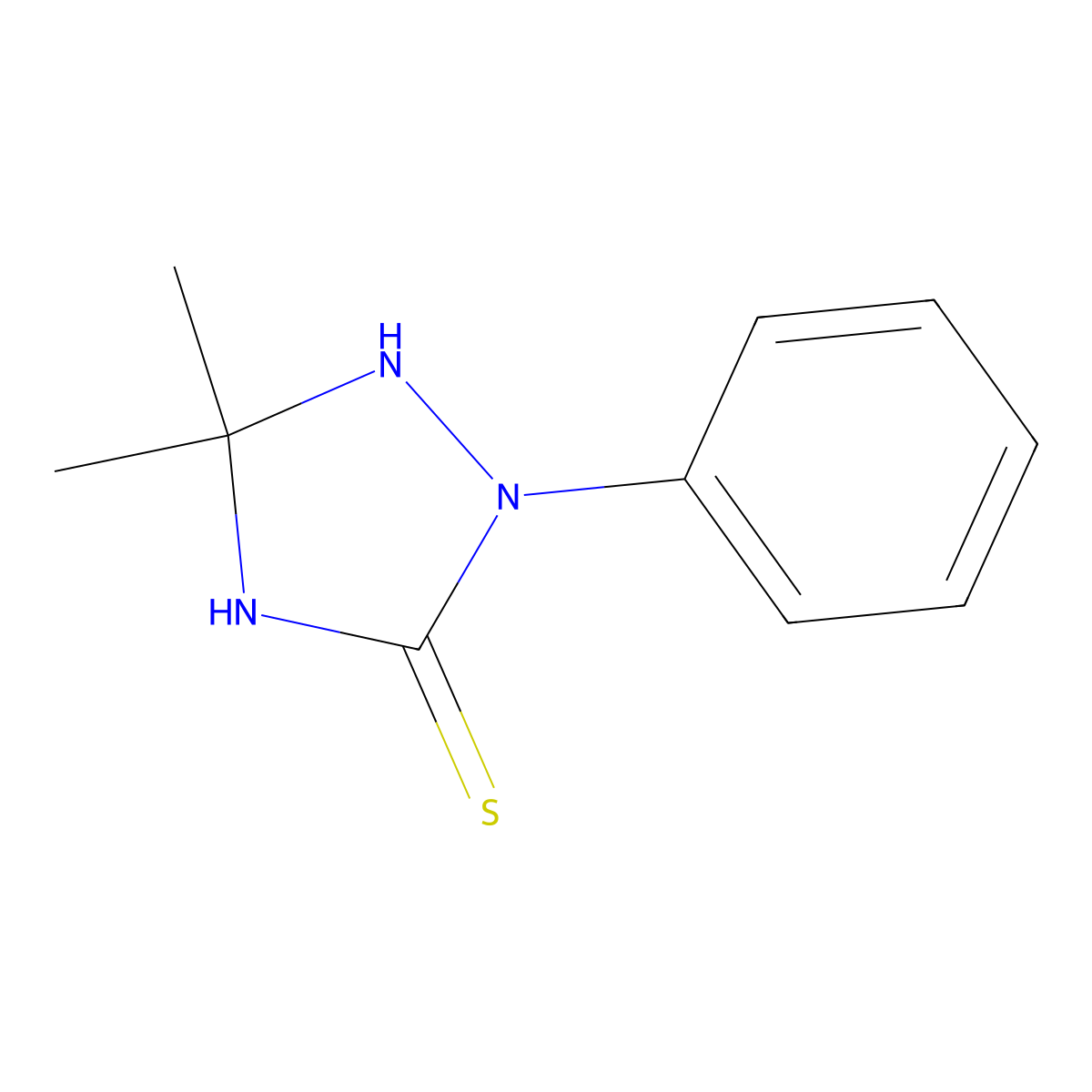 5,5-Dimethyl-2-phenyl-1,2,4-triazolidine-3-thione molecular structure, CAS 39263-68-8