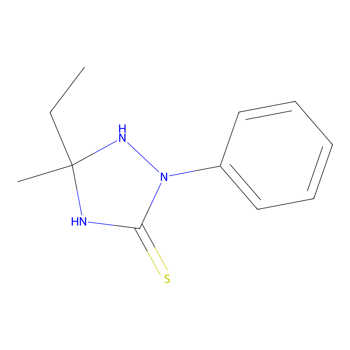 5-Ethyl-5-methyl-2-phenyl-1,2,4-triazolidine-3-thione molecular structure, CAS 39263-69-9