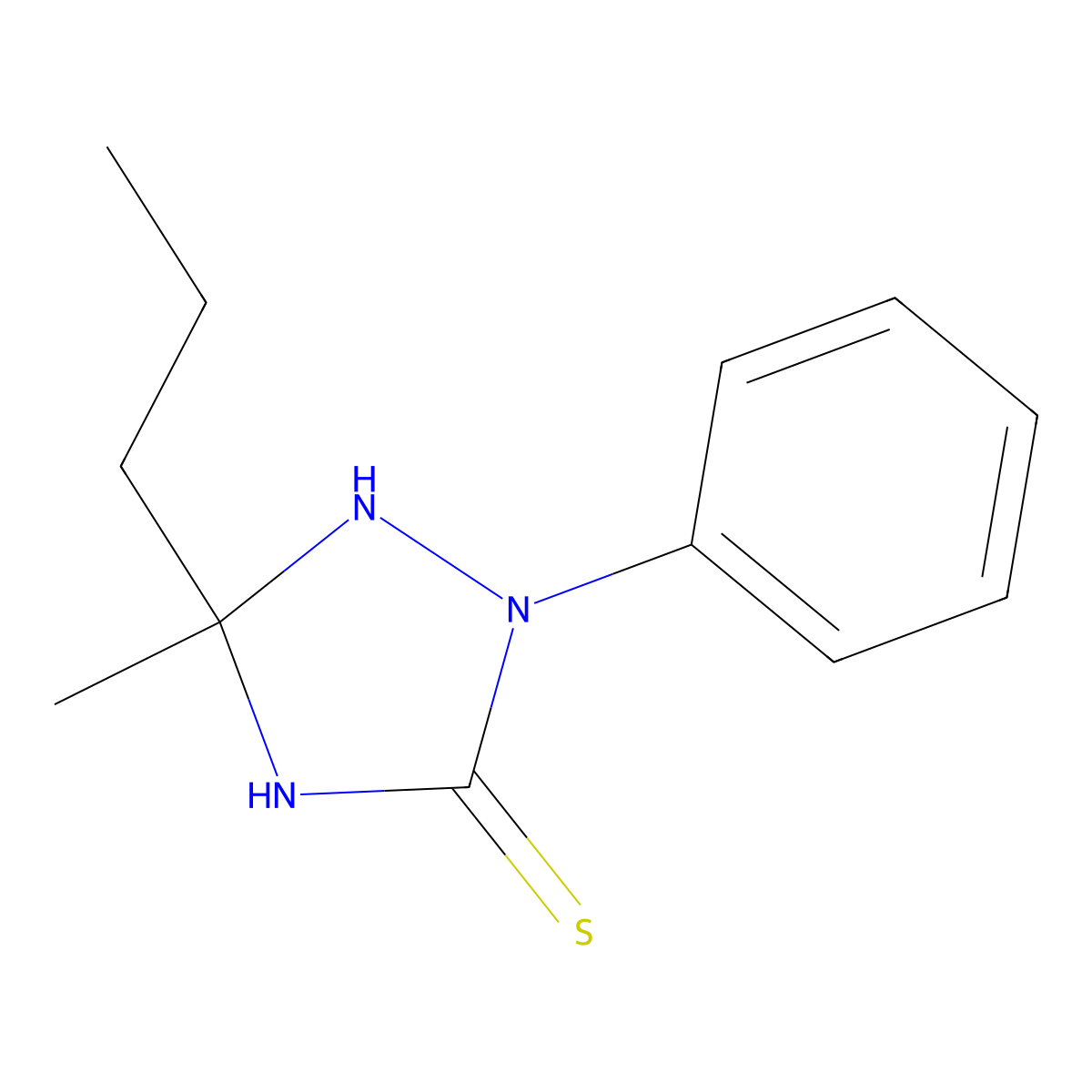 5-Methyl-2-phenyl-5-propyl-1,2,4-triazolidine-3-thione molecular structure, CAS 39263-70-2