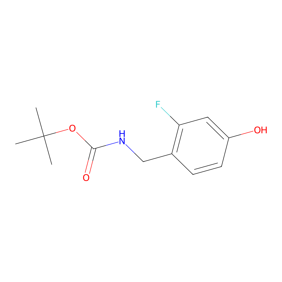 Tert-butyl 2-fluoro-4-hydroxybenzylcarbamate molecular structure, CAS 392636-92-9