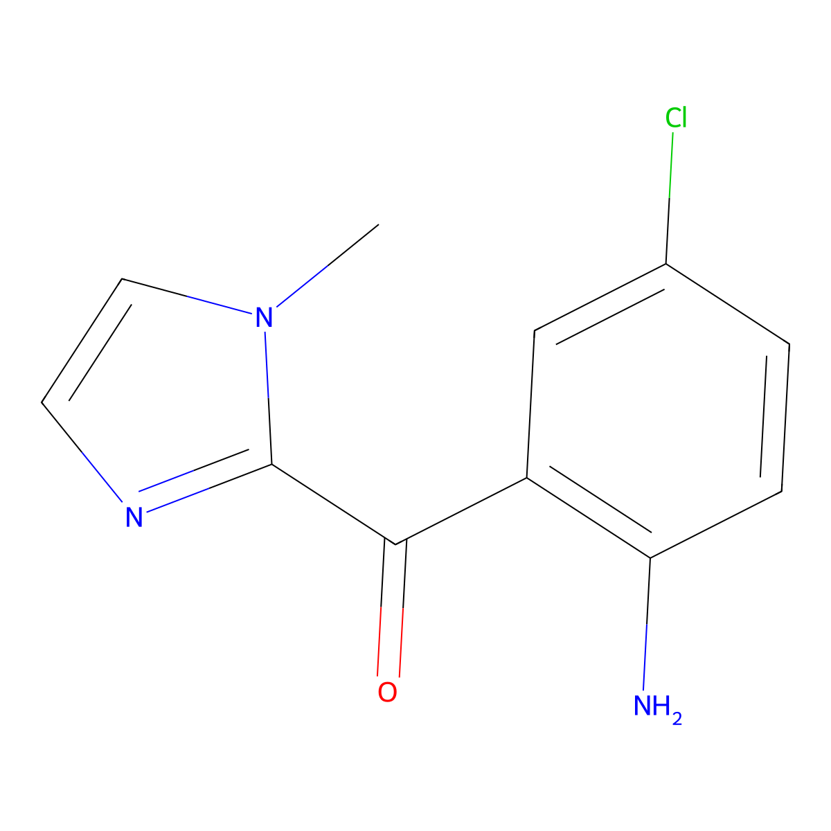 (2-amino-5-chlorophenyl)(1-methyl-1H-imidazol-2-yl)methanone molecular structure, CAS 39264-32-9