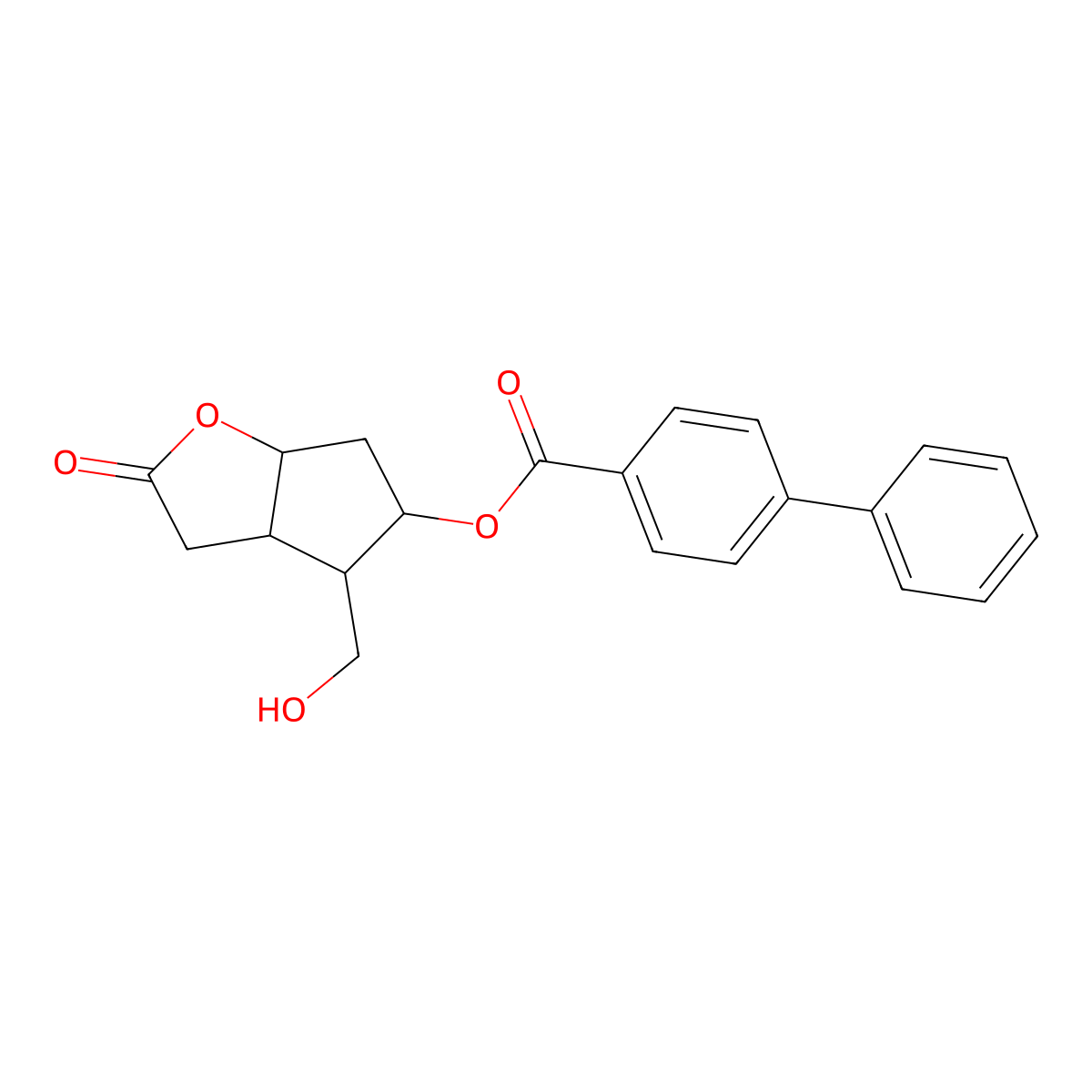 4-(Hydroxymethyl)-2-oxohexahydro-2H-cyclopenta[b]furan-5-yl [1,1'-biphenyl]-4-carboxylate molecular structure, CAS 39265-57-1