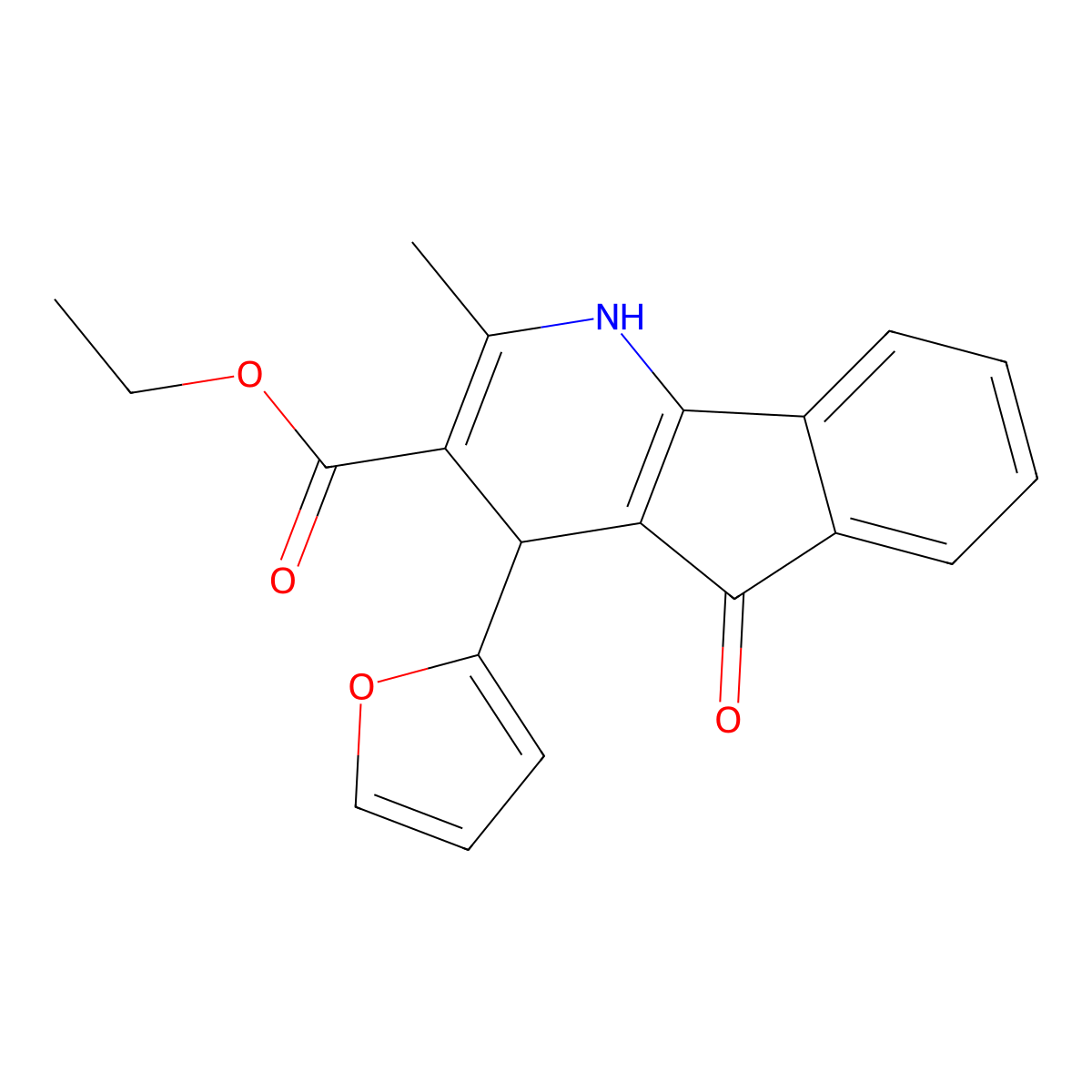 ethyl 4-(furan-2-yl)-2-methyl-5-oxo-4,5-dihydro-1H-indeno[1,2-b]pyridine-3-carboxylate molecular structure, CAS 392668-57-4