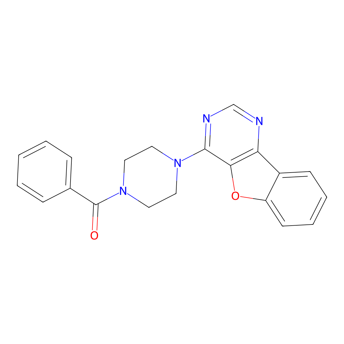 [4-([1]Benzofuro[3,2-d]pyrimidin-4-yl)piperazin-1-yl]-phenylmethanone molecular structure, CAS 392669-14-6