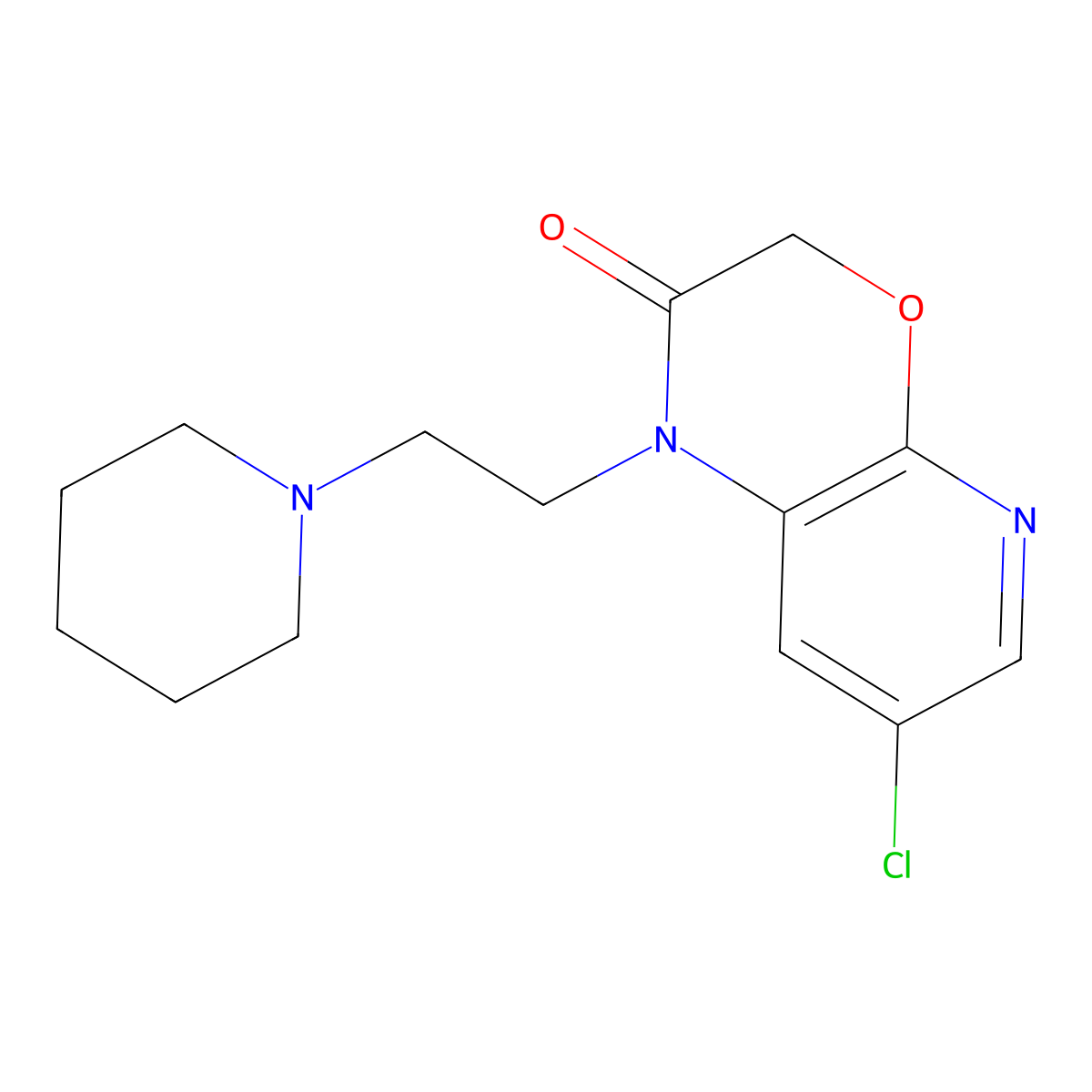 7-chloro-1-(2-piperidylethyl)-3H-pyridino[3,2-e]1,4-oxazin-2-one molecular structure, CAS 392670-09-6