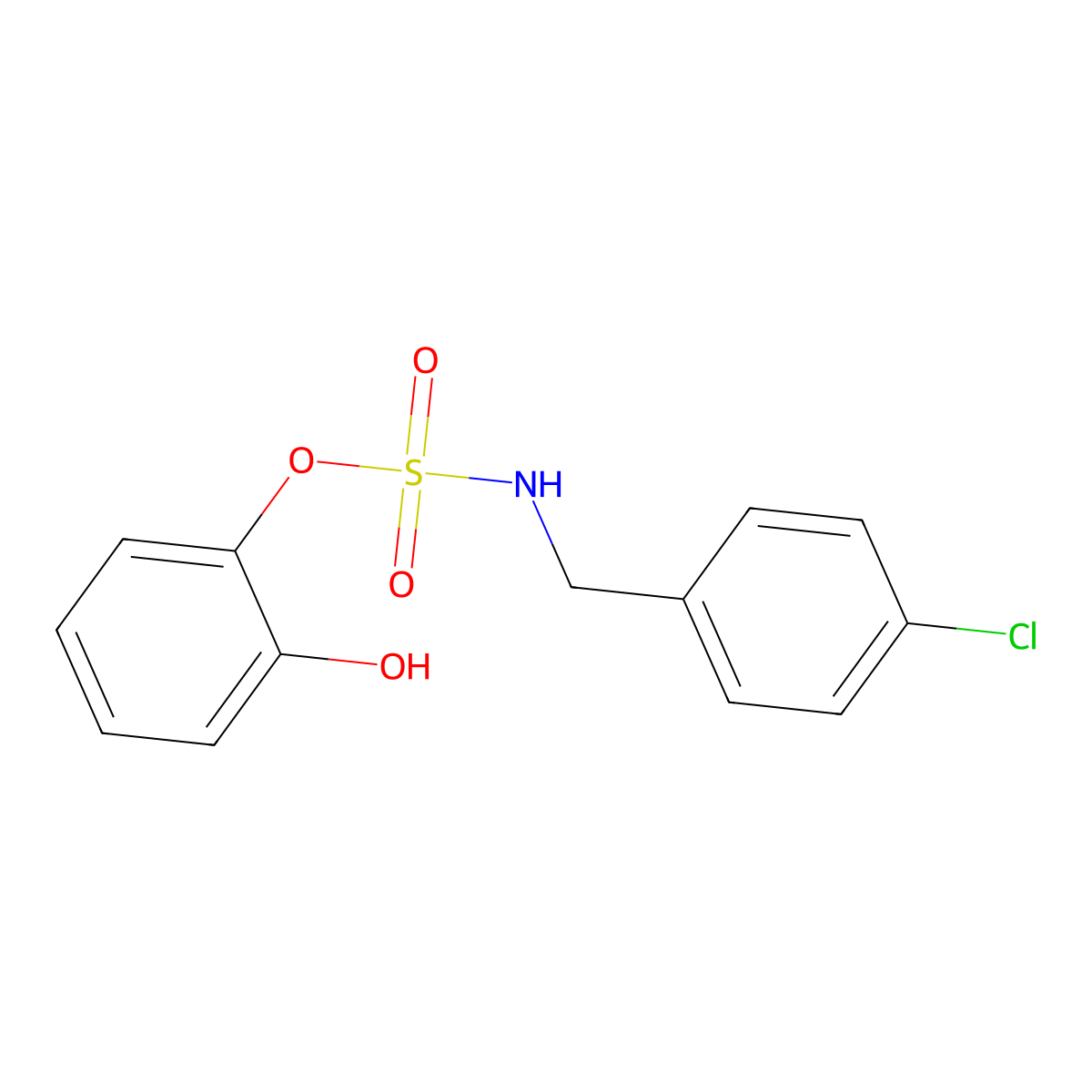 N-(4-chlorobenzyl)2-hydroxyphenylsulfamate molecular structure, CAS 392670-36-9