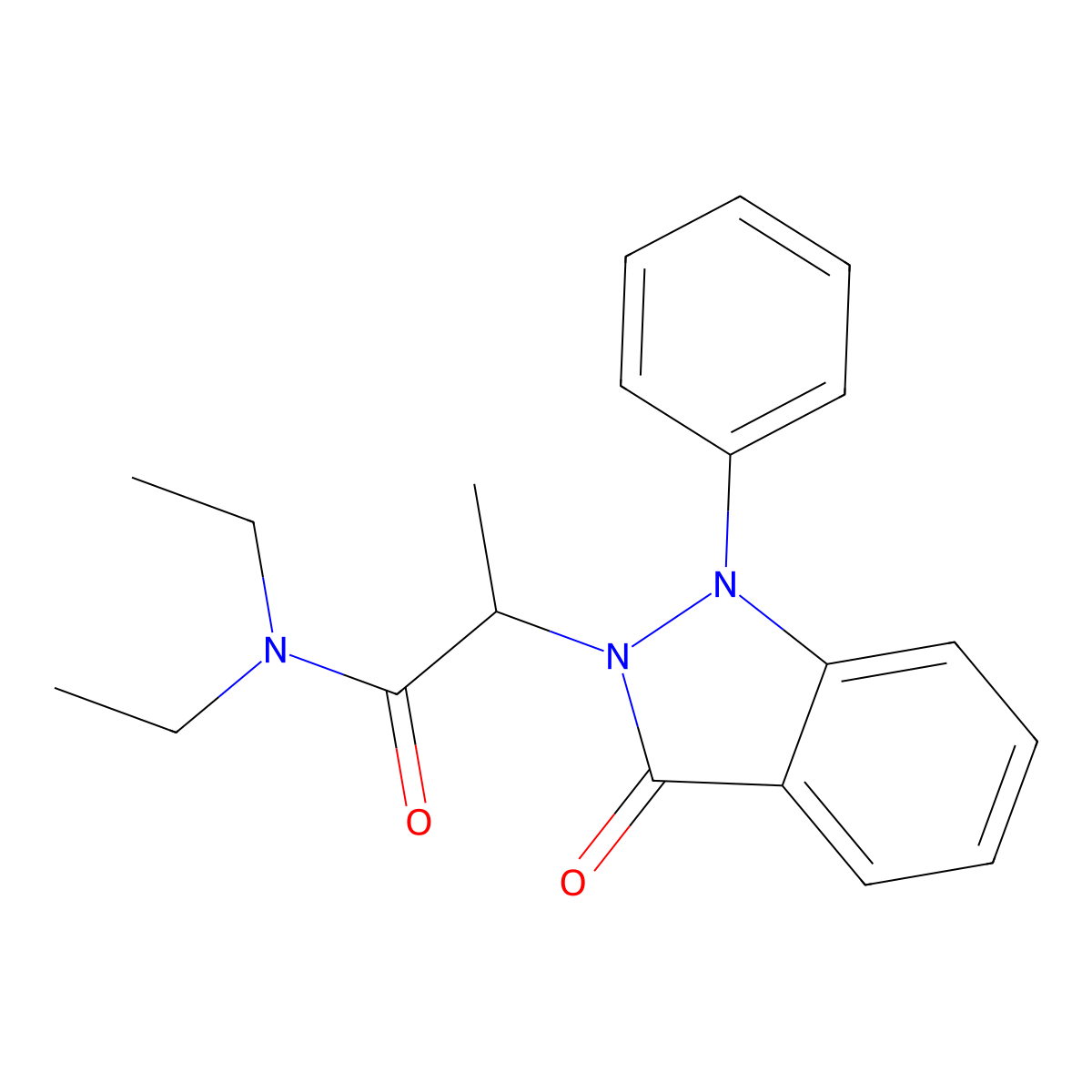N,N-diethyl-2-(3-oxo-1-phenylindazol-2-yl)propanamide molecular structure, CAS 392671-31-7