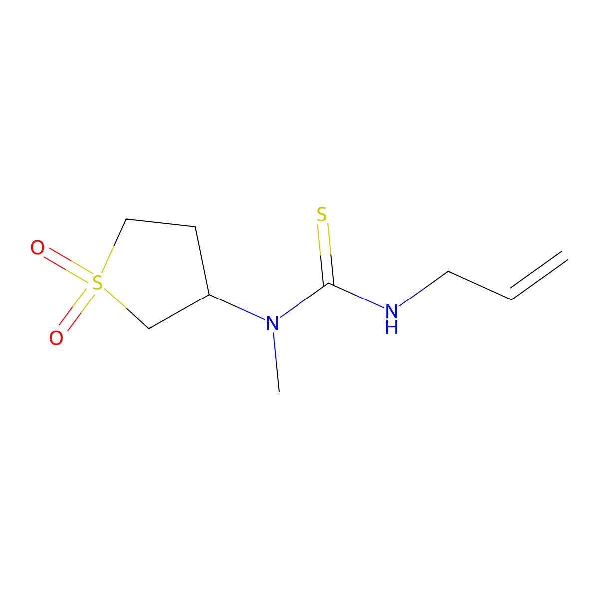 3-{Methyl[(prop-2-enylamino)thioxomethyl]amino}thiolane-1,1-dione molecular structure, CAS 392673-37-9