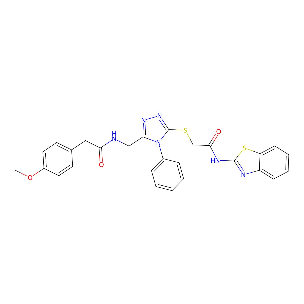 N-(benzo[d]thiazol-2-yl)-2-((5-((2-(4-methoxyphenyl)acetamido)methyl)-4-phenyl-4H-1,2,4-triazol-3-yl)thio)acetamide molecular structure, CAS 392680-03-4