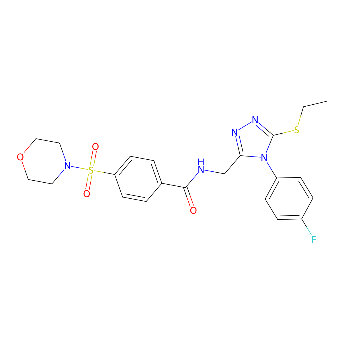 N-[[5-ethylsulfanyl-4-(4-fluorophenyl)-1,2,4-triazol-3-yl]methyl]-4-morpholin-4-ylsulfonylbenzamide molecular structure, CAS 392684-45-6