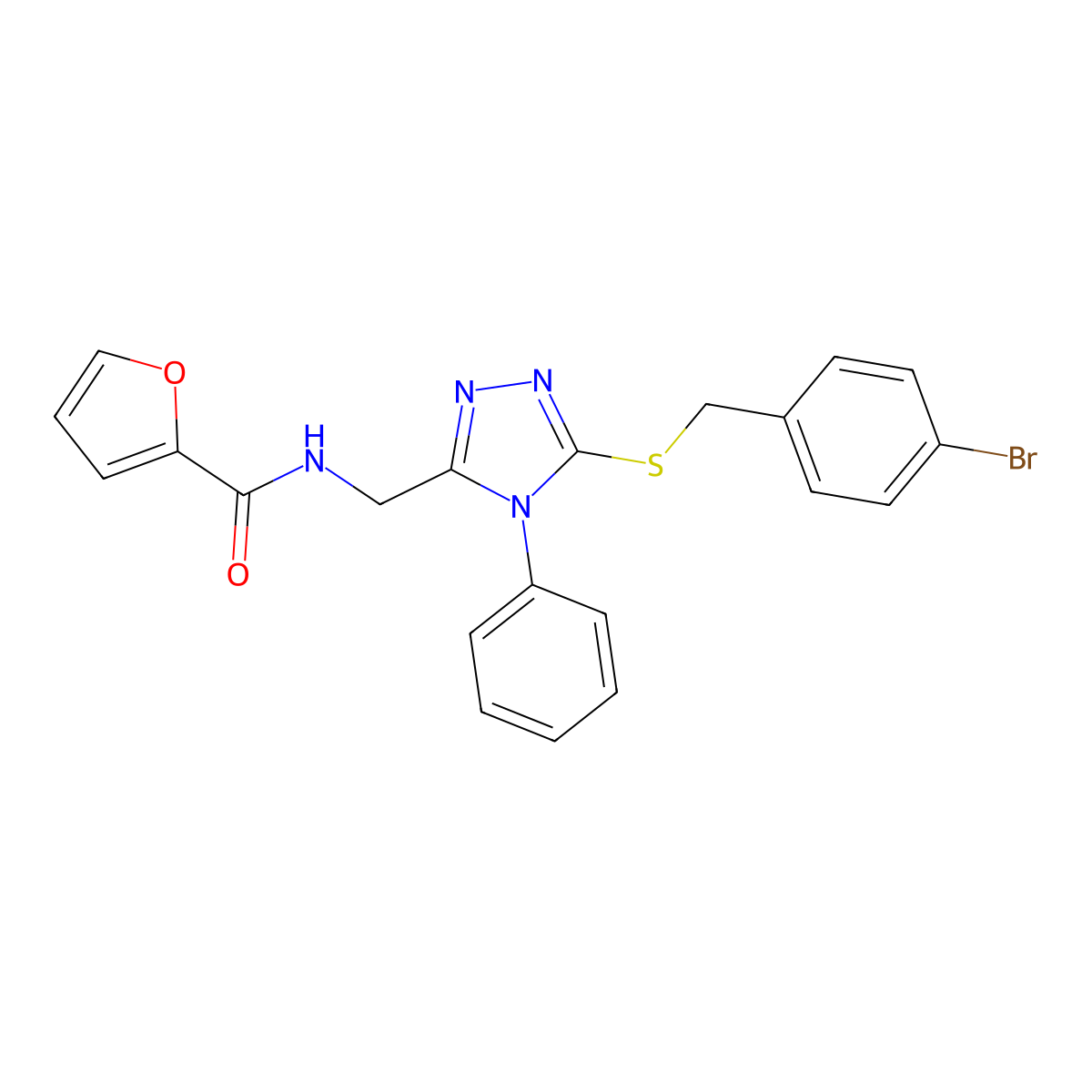 N-((5-((4-bromobenzyl)thio)-4-phenyl-4H-1,2,4-triazol-3-yl)methyl)furan-2-carboxamide molecular structure, CAS 392684-58-1