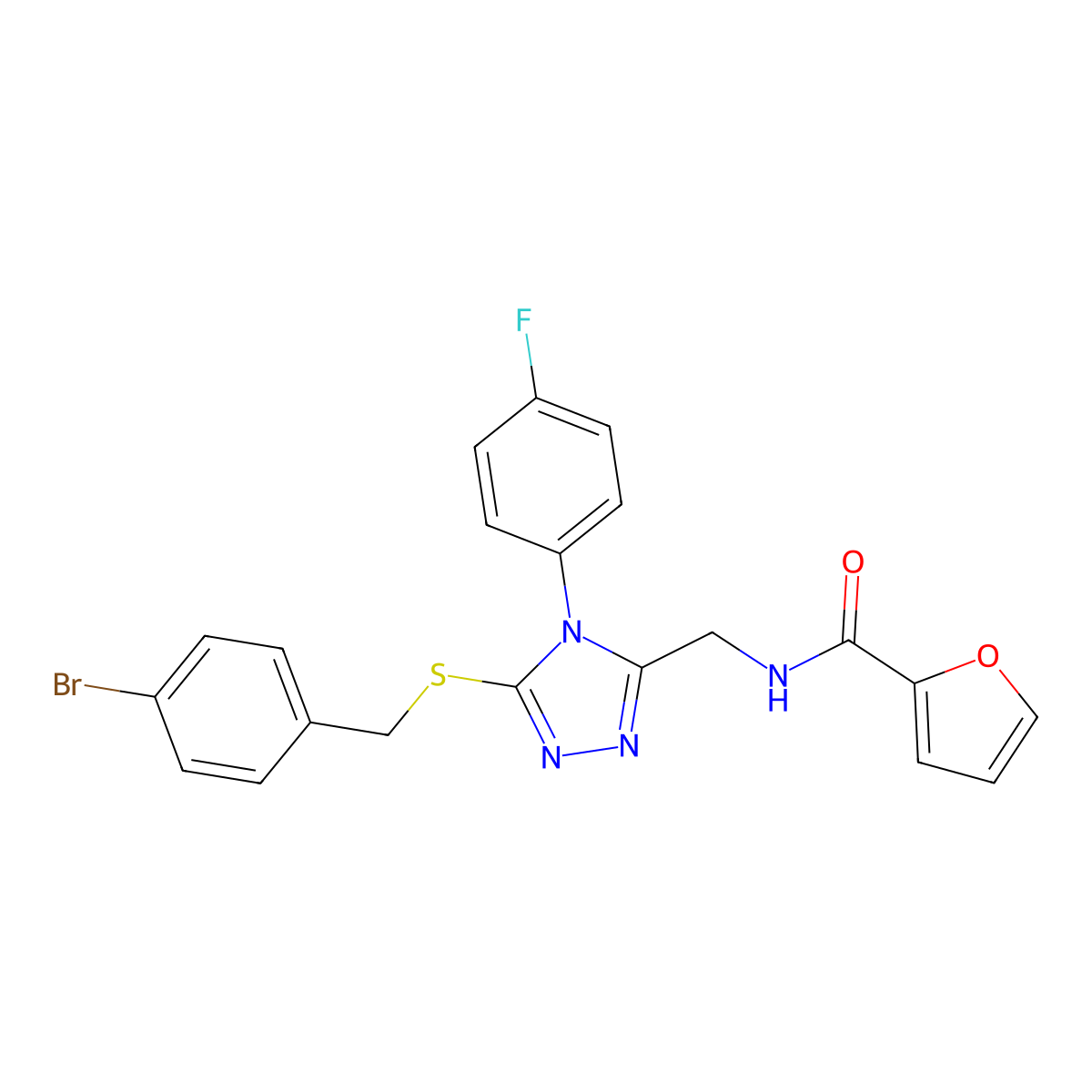 N-((5-((4-bromobenzyl)thio)-4-(4-fluorophenyl)-4H-1,2,4-triazol-3-yl)methyl)furan-2-carboxamide molecular structure, CAS 392685-04-0
