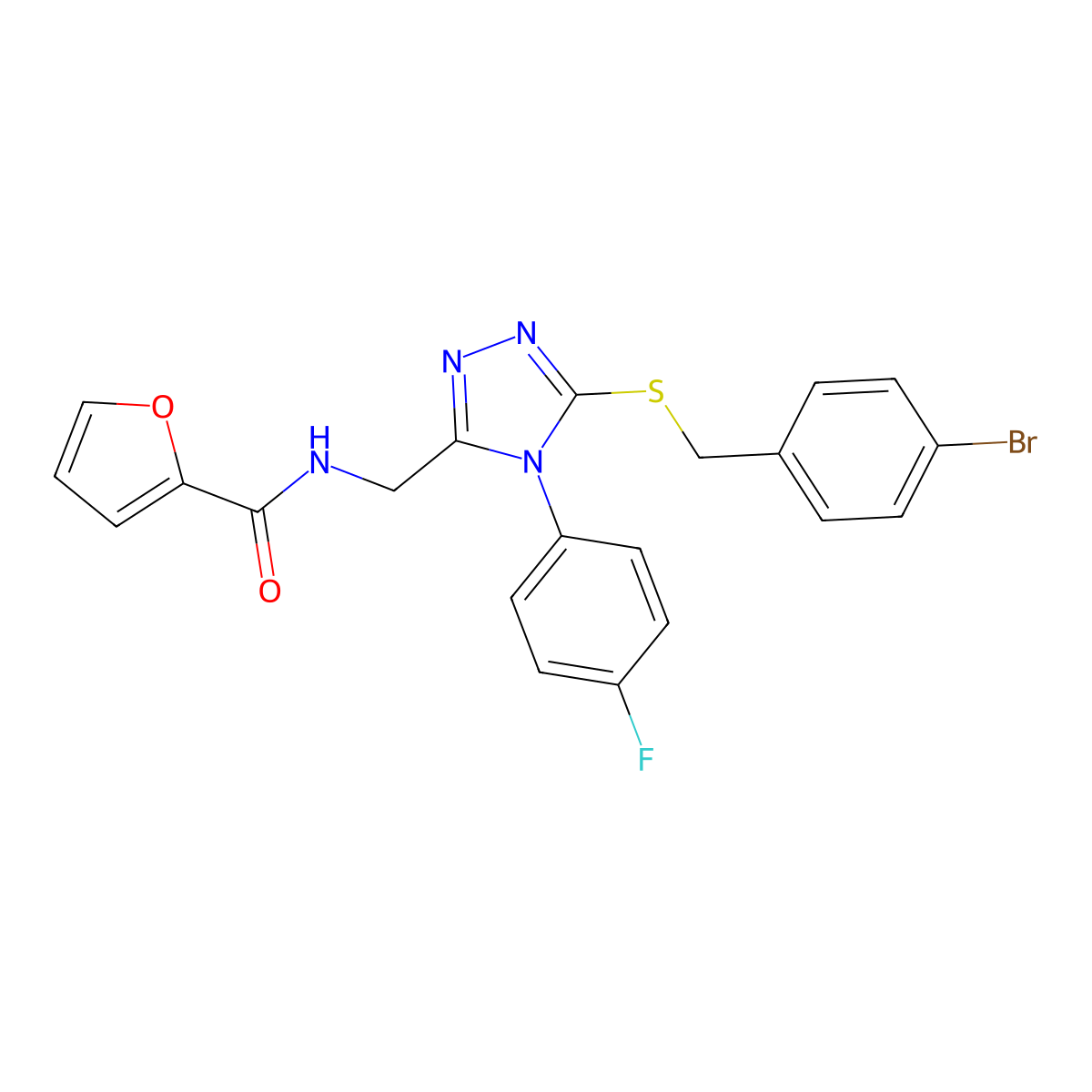 N-((5-((4-bromobenzyl)thio)-4-(4-fluorophenyl)-4H-1,2,4-triazol-3-yl)methyl)furan-2-carboxamide molecular structure, CAS 392685-04-0