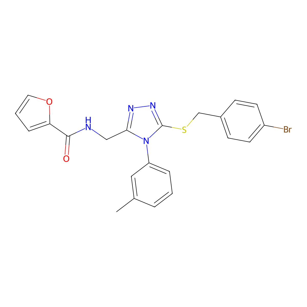 N-((5-((4-bromobenzyl)thio)-4-(m-tolyl)-4H-1,2,4-triazol-3-yl)methyl)furan-2-carboxamide molecular structure, CAS 392685-09-5