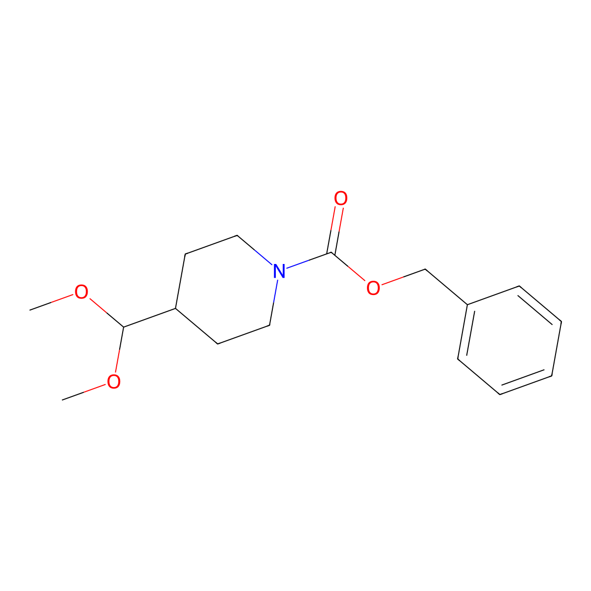 Benzyl 4-(dimethoxymethyl)piperidine-1-carboxylate molecular structure, CAS 392690-93-6