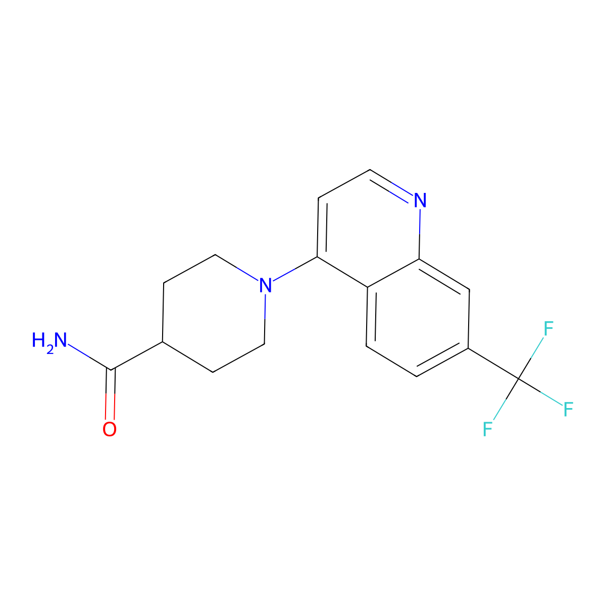 1-[7-(Trifluoromethyl)-4-quinolinyl]-4-piperidinecarboxamide molecular structure, CAS 392691-02-0