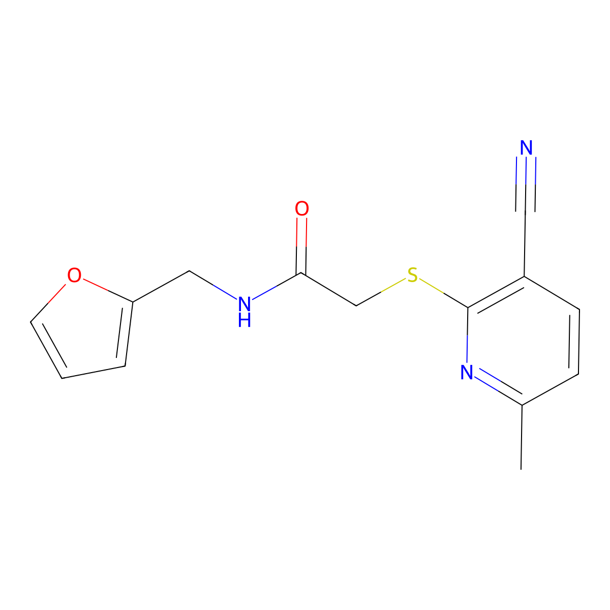 2-(3-cyano-6-methylpyridin-2-yl)sulfanyl-N-(furan-2-ylmethyl)acetamide molecular structure, CAS 392695-67-9