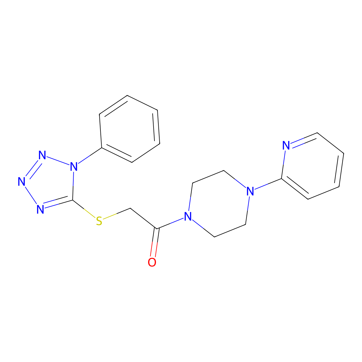 2-[(1-phenyl-1H-tetrazol-5-yl)sulfanyl]-1-[4-(pyridin-2-yl)piperazin-1-yl]ethanone molecular structure, CAS 392697-06-2