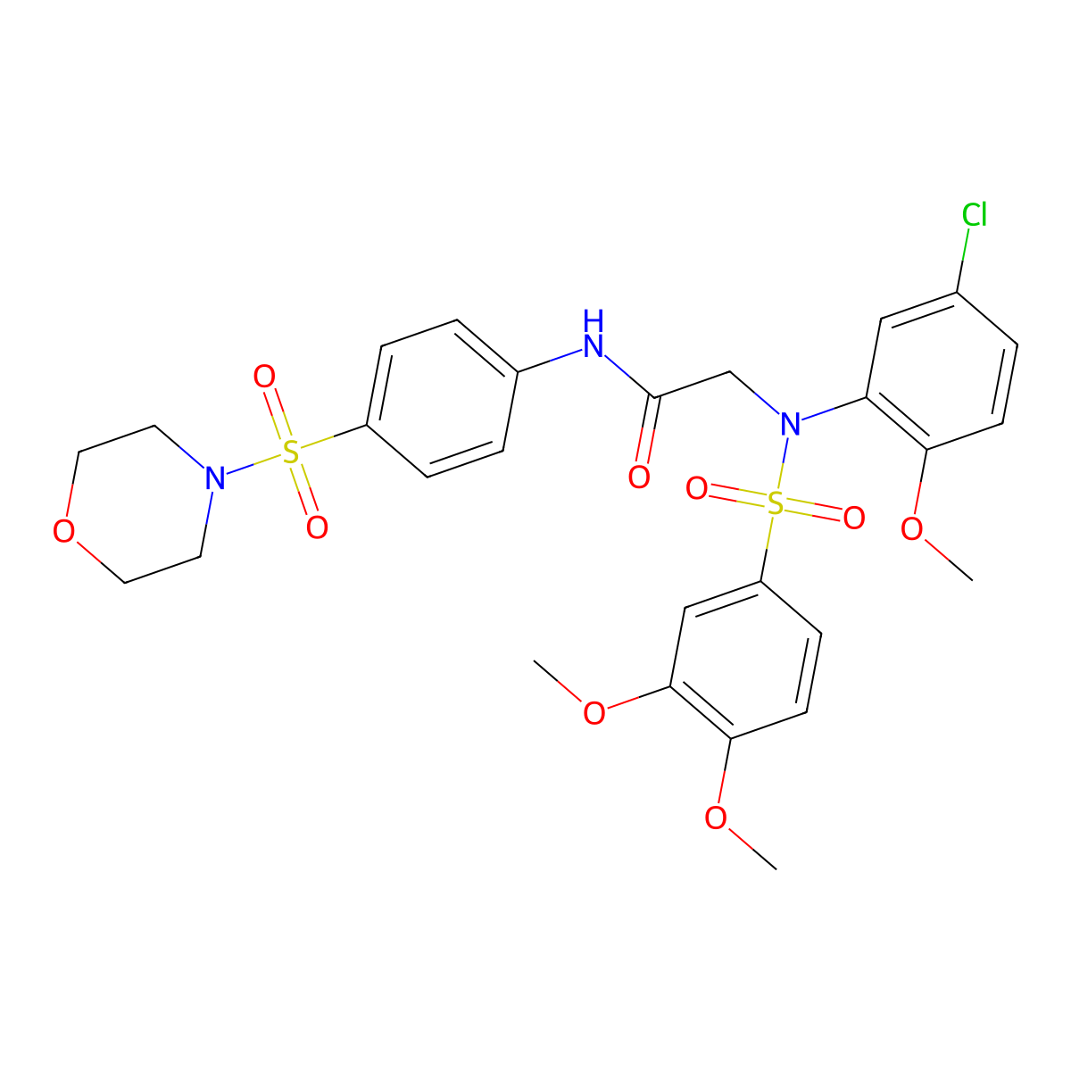 2-(5-chloro-N-(3,4-dimethoxyphenyl)sulfonyl-2-methoxyanilino)-N-(4-morpholin-4-ylsulfonylphenyl)acetamide molecular structure, CAS 392698-33-8