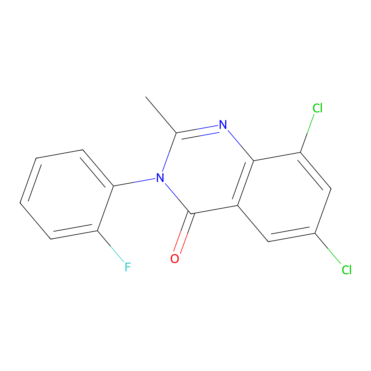6,8-Dichloro-3-(2-fluorophenyl)-2-methylquinazolin-4-one molecular structure, CAS 392702-05-5