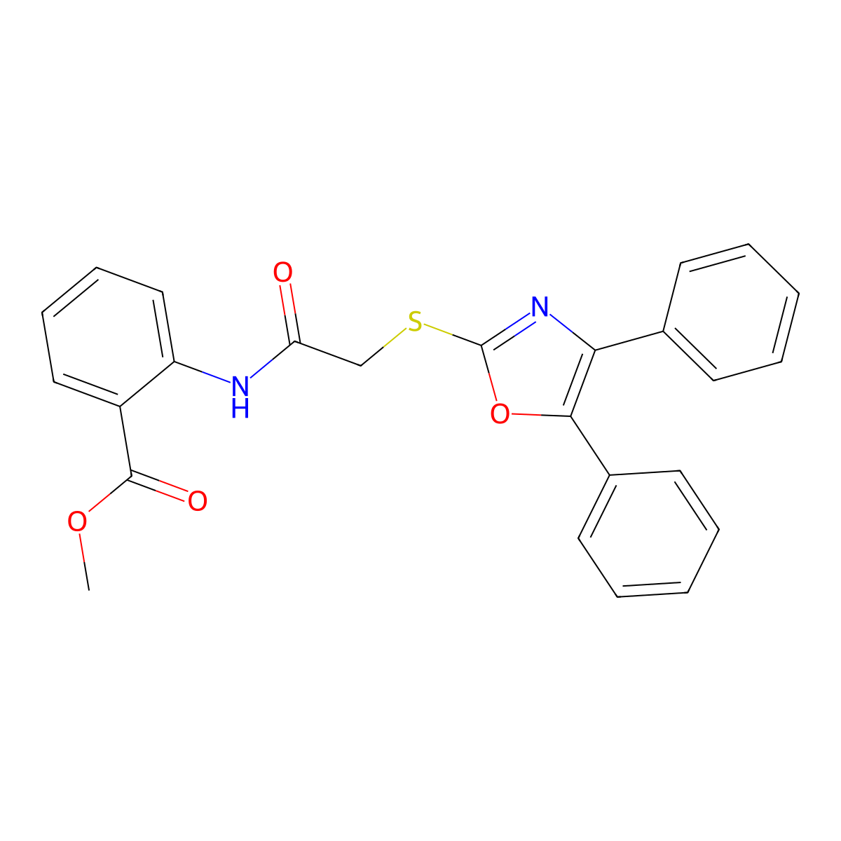 Methyl 2-[[2-[(4,5-diphenyl-1,3-oxazol-2-yl)sulfanyl]acetyl]amino]benzoate molecular structure, CAS 392702-77-1