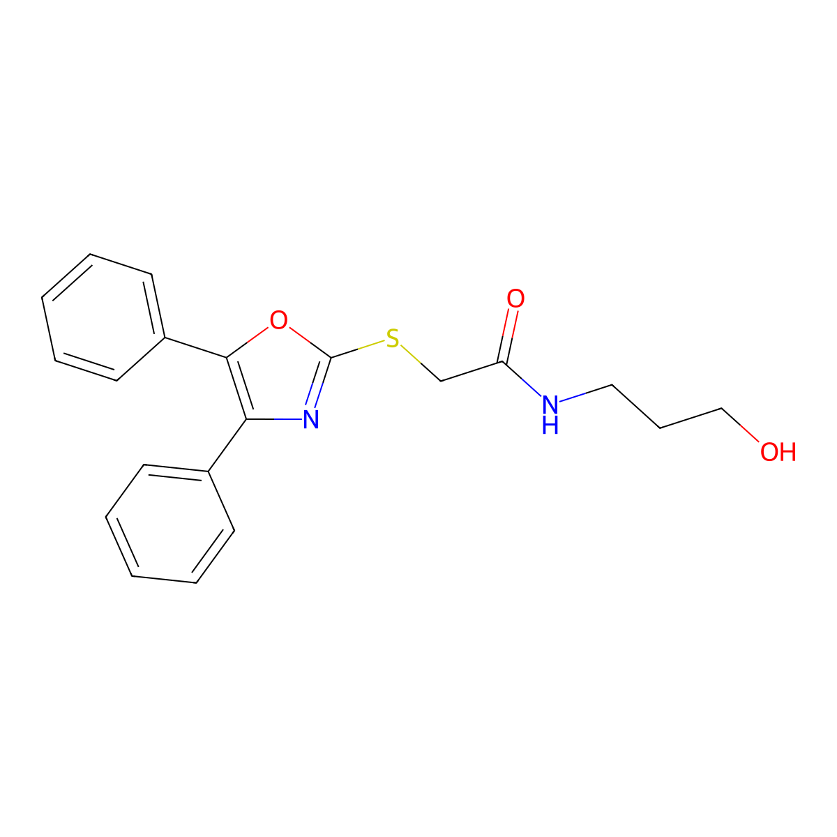 2-[(4,5-diphenyl-1,3-oxazol-2-yl)sulfanyl]-N-(3-hydroxypropyl)acetamide molecular structure, CAS 392703-11-6