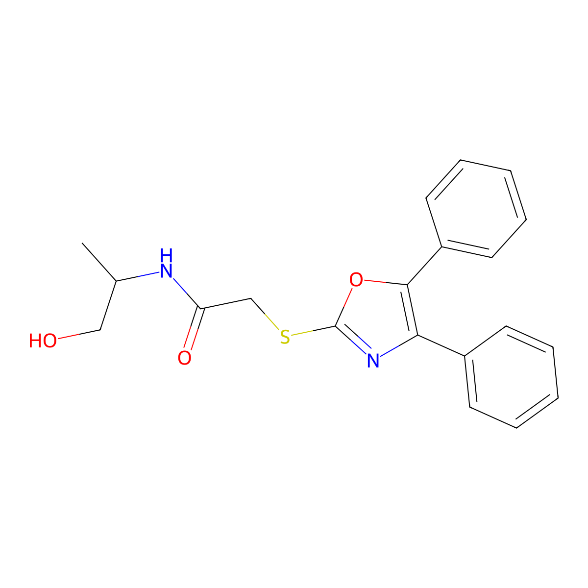 2-((4,5-Diphenyloxazol-2-yl)thio)-N-(1-hydroxypropan-2-yl)acetamide molecular structure, CAS 392703-17-2