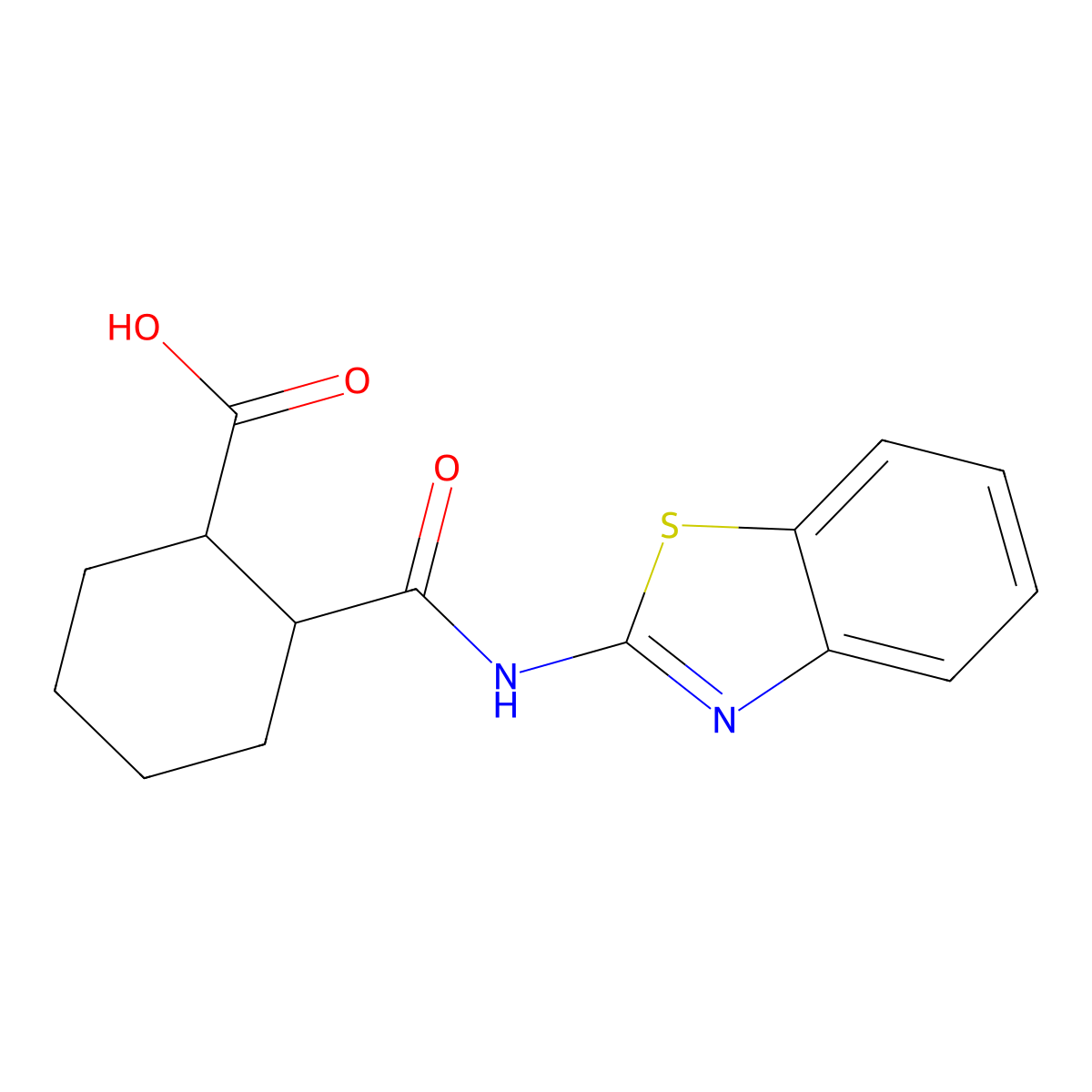 2-(1,3-Benzothiazol-2-ylcarbamoyl)cyclohexane-1-carboxylic acid molecular structure, CAS 392703-93-4