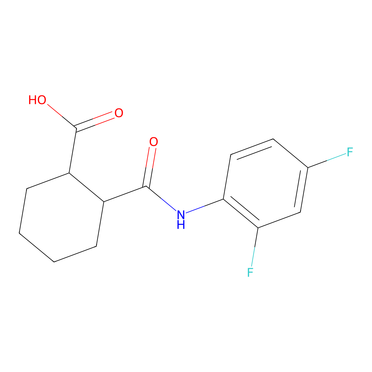 2-[(2,4-Difluorophenyl)carbamoyl]cyclohexane-1-carboxylic acid molecular structure, CAS 392703-95-6