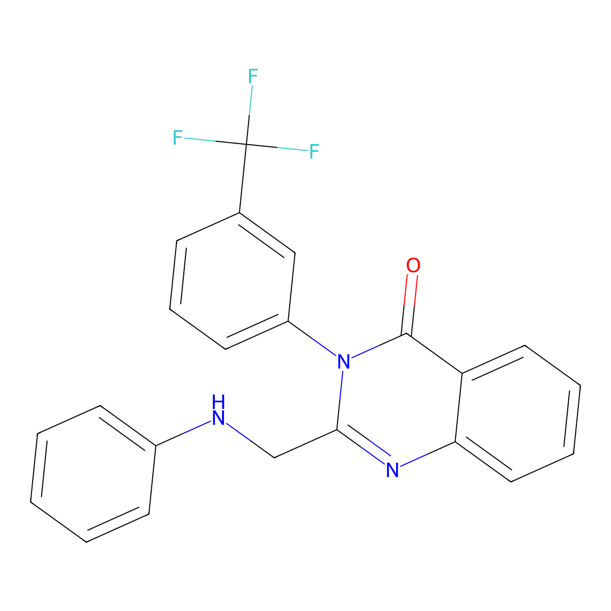 2-((Phenylamino)methyl)-3-(3-(trifluoromethyl)phenyl)quinazolin-4(3H)-one molecular structure, CAS 392704-08-4