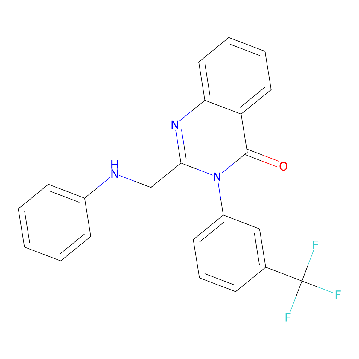 2-((Phenylamino)methyl)-3-(3-(trifluoromethyl)phenyl)quinazolin-4(3H)-one molecular structure, CAS 392704-08-4