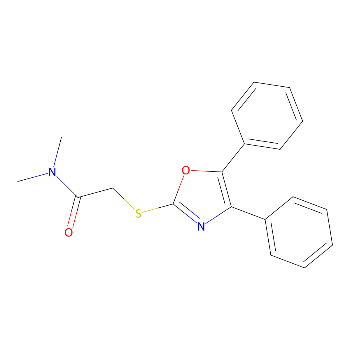 2-[(4,5-diphenyl-1,3-oxazol-2-yl)sulfanyl]-N,N-dimethylacetamide molecular structure, CAS 392707-32-3