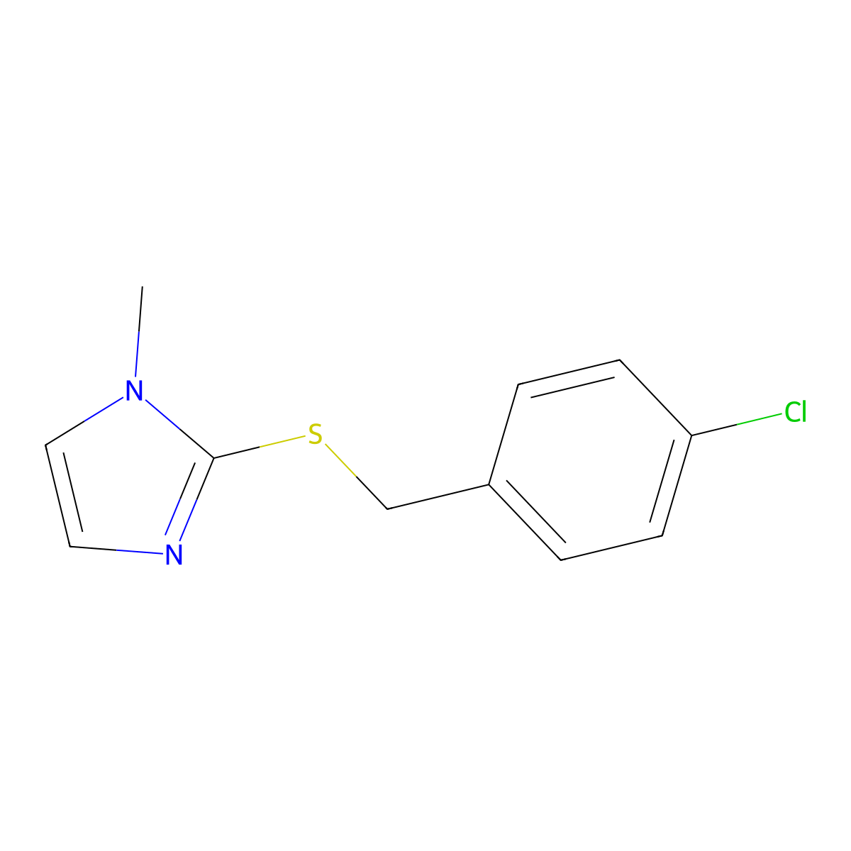 2-{[(4-chlorophenyl)methyl]sulfanyl}-1-methyl-1H-imidazole molecular structure, CAS 392707-50-5