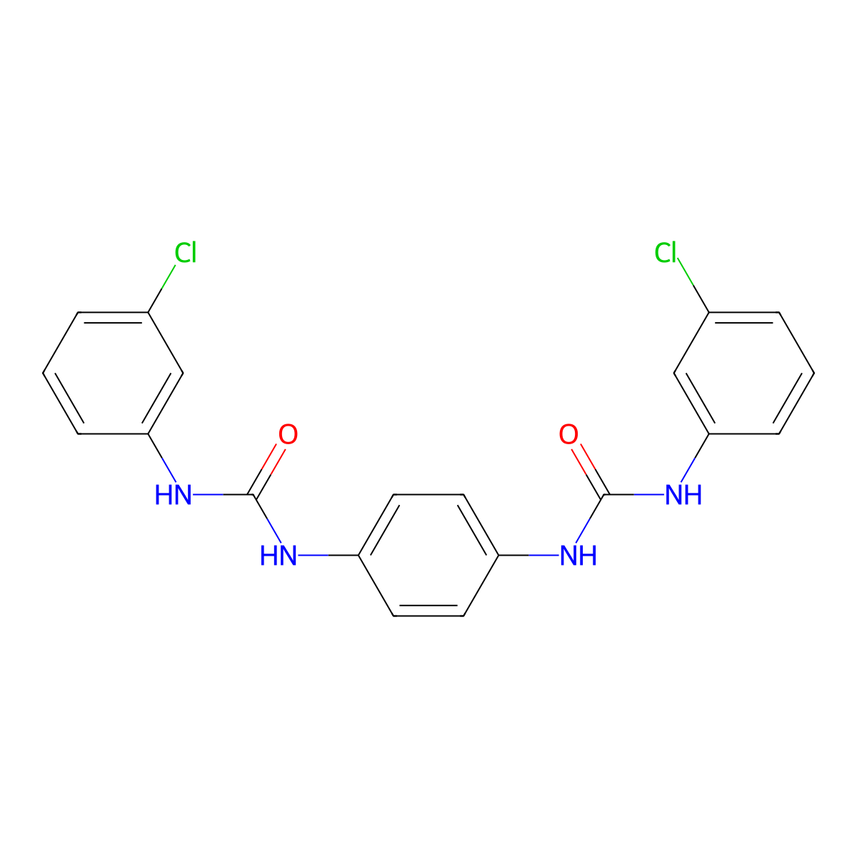 1,1'-(1,4-Phenylene)bis(3-(3-chlorophenyl)urea) molecular structure, CAS 392708-65-5