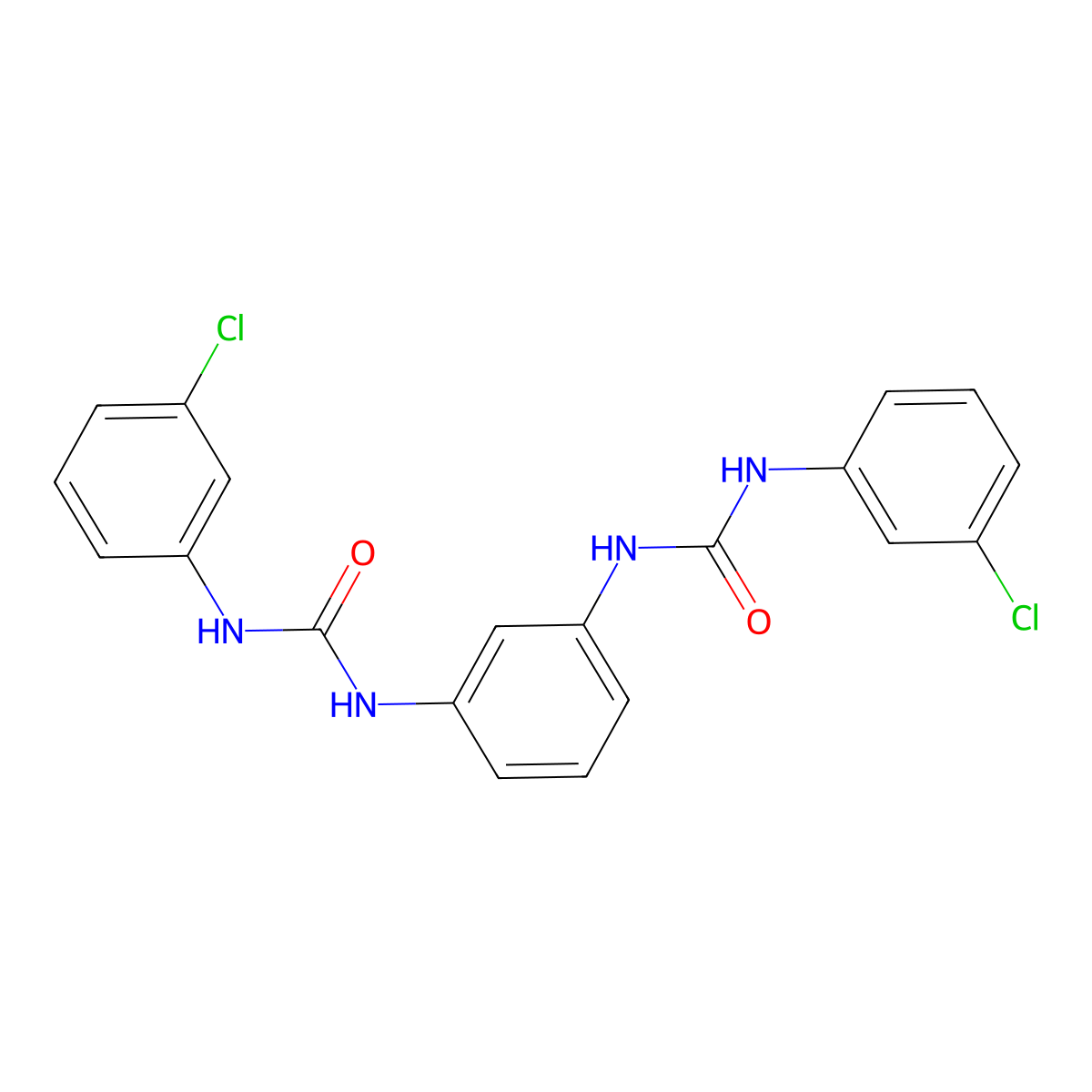 1,1'-(1,3-Phenylene)bis(3-(3-chlorophenyl)urea) molecular structure, CAS 392708-66-6
