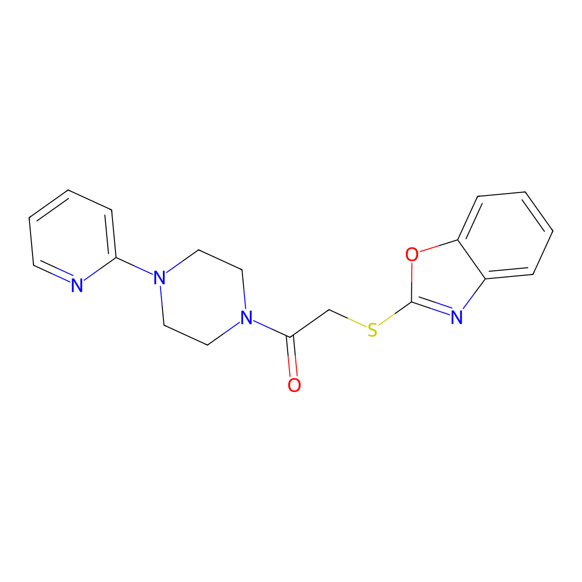 2-(1,3-Benzoxazol-2-ylsulfanyl)-1-[4-(pyridin-2-yl)piperazin-1-yl]ethanone molecular structure, CAS 392709-61-4