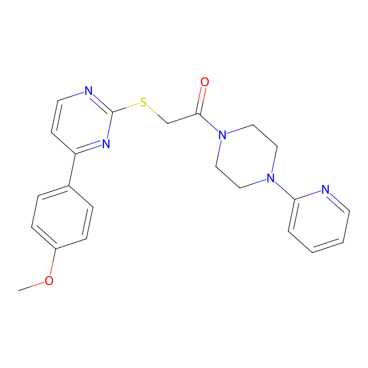 2-[4-(4-Methoxyphenyl)pyrimidin-2-yl]sulfanyl-1-(4-pyridin-2-ylpiperazin-1-yl)ethanone molecular structure, CAS 392712-77-5