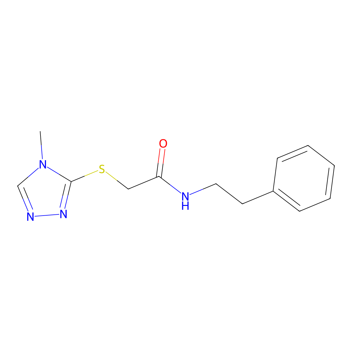 2-[(4-methyl-4H-1,2,4-triazol-3-yl)sulfanyl]-N-(2-phenylethyl)acetamide molecular structure, CAS 392712-92-4