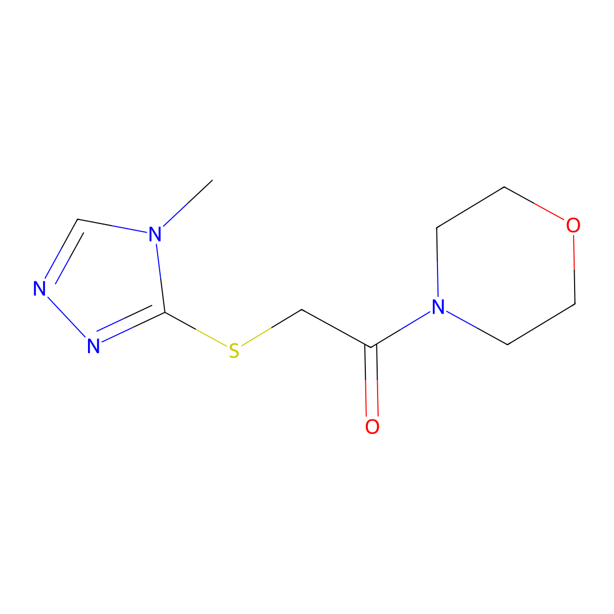2-((4-methyl-4H-1,2,4-triazol-3-yl)thio)-1-morpholinoethanone molecular structure, CAS 392713-00-7