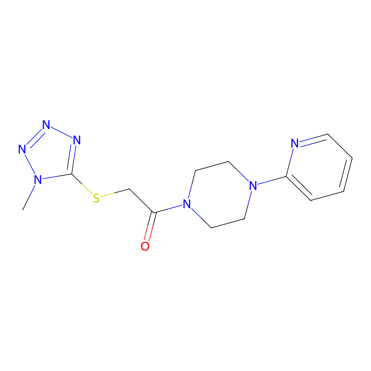 2-[(1-methyl-1H-tetrazol-5-yl)sulfanyl]-1-[4-(pyridin-2-yl)piperazin-1-yl]ethanone molecular structure, CAS 392713-02-9