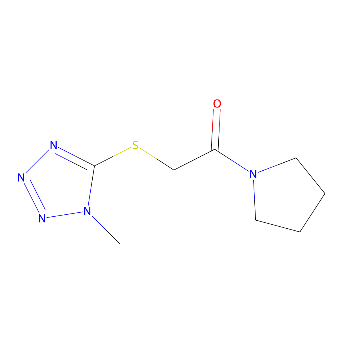 1-methyl-1H-tetraazol-5-yl 2-oxo-2-(1-pyrrolidinyl)ethyl sulfide molecular structure, CAS 392713-05-2